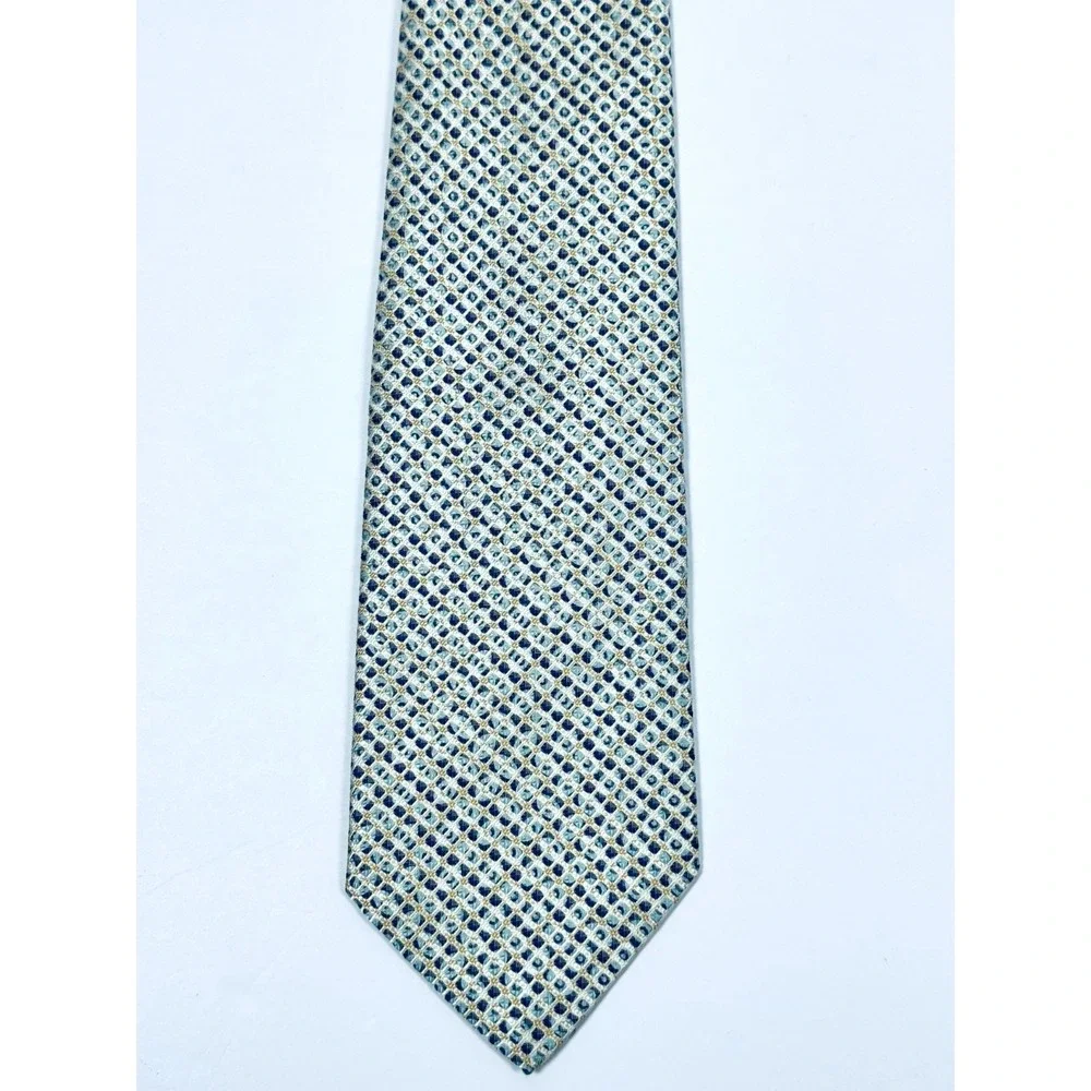 Robert Talbott Tie Blue Green Geometric Silk Necktie Classic Preppy Made in USA